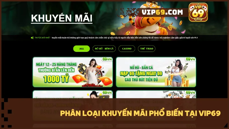 Mỗi loại khuyến mãi tại Vip69 được thiết kế riêng cho từng người chơi