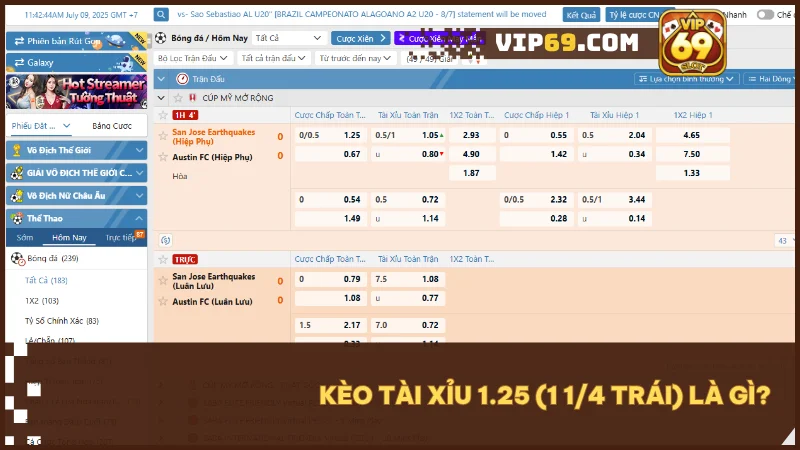 Hiểu rõ khái niệm và đặc điểm của kèo tài xỉu 1.25 trong cá cược bóng đá.